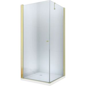 MEXEN/S - Pretória sprchovací kút 90 x 100 cm, transparent, zlatá + brodzik Flat 852-090-100-50-00-4010