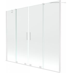 MEXEN/S - Velar Duo vaňová zástena posuvná 190 x 150 cm, transparent, biela 896-190-000-02-20